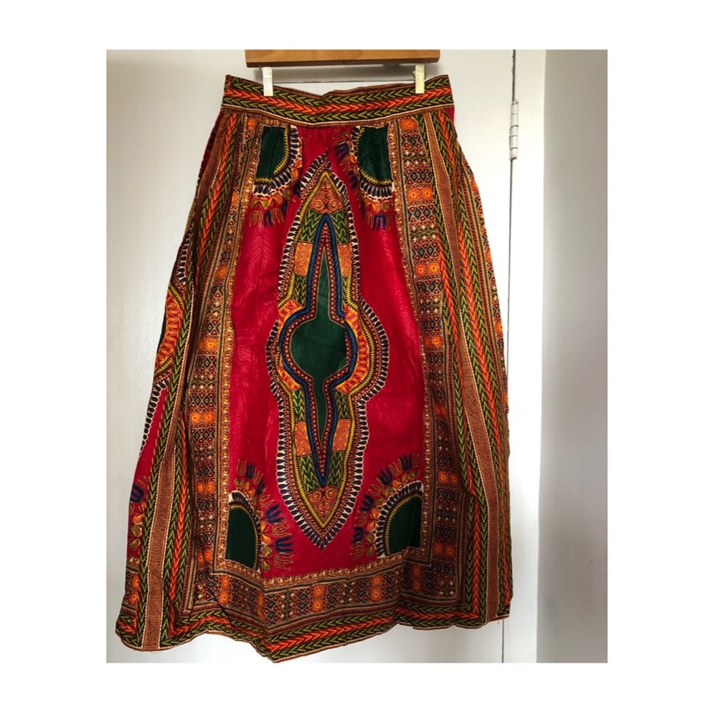 African Kente print Maxi Skirt // handmade // size large